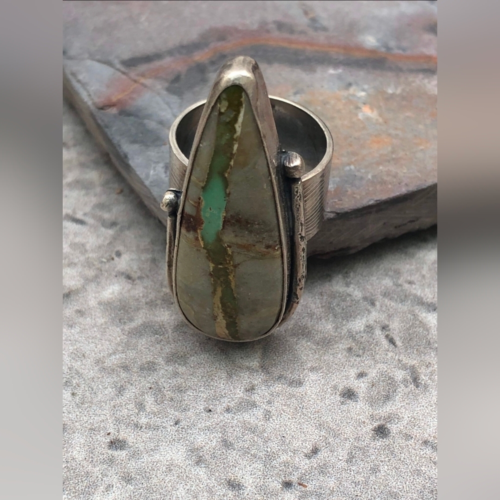 Talon Ring Royston Ribbon Turquoise 925 Silver Handcrafted by PersimmonPearl 17g - Picture 2 of 6